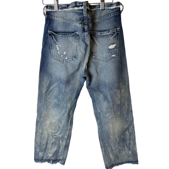 AYR The Arch High Waist Button-Fly Crop Jeans Acid Wash Blue Size 25 - Picture 6 of 8